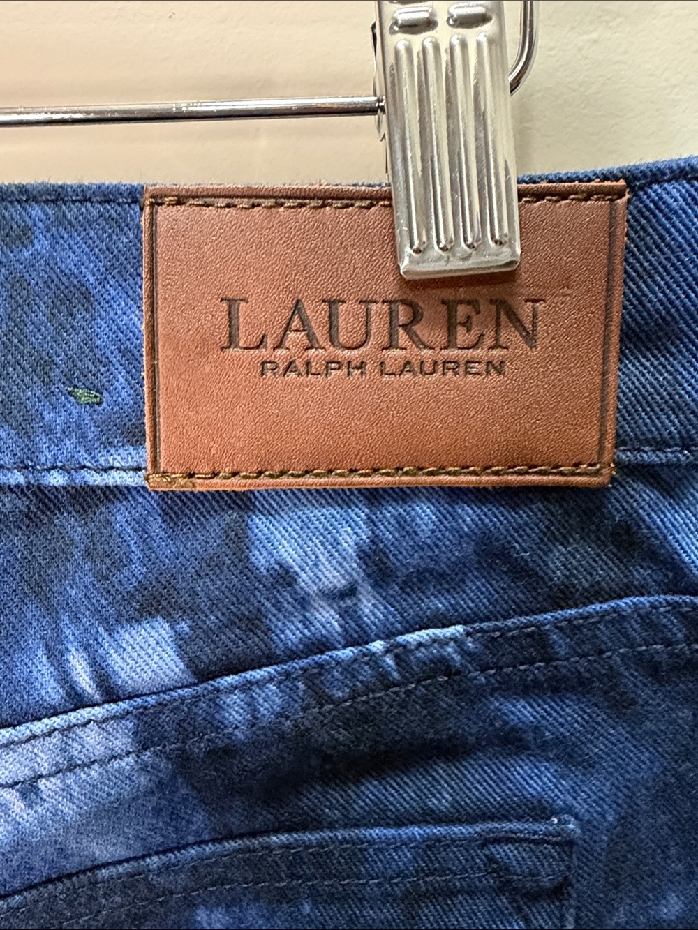 Vintage Green Tag 80's 90Lauren Ralph Lauren Size 6P, L28 Inseam 25 Blue Tie-Dye